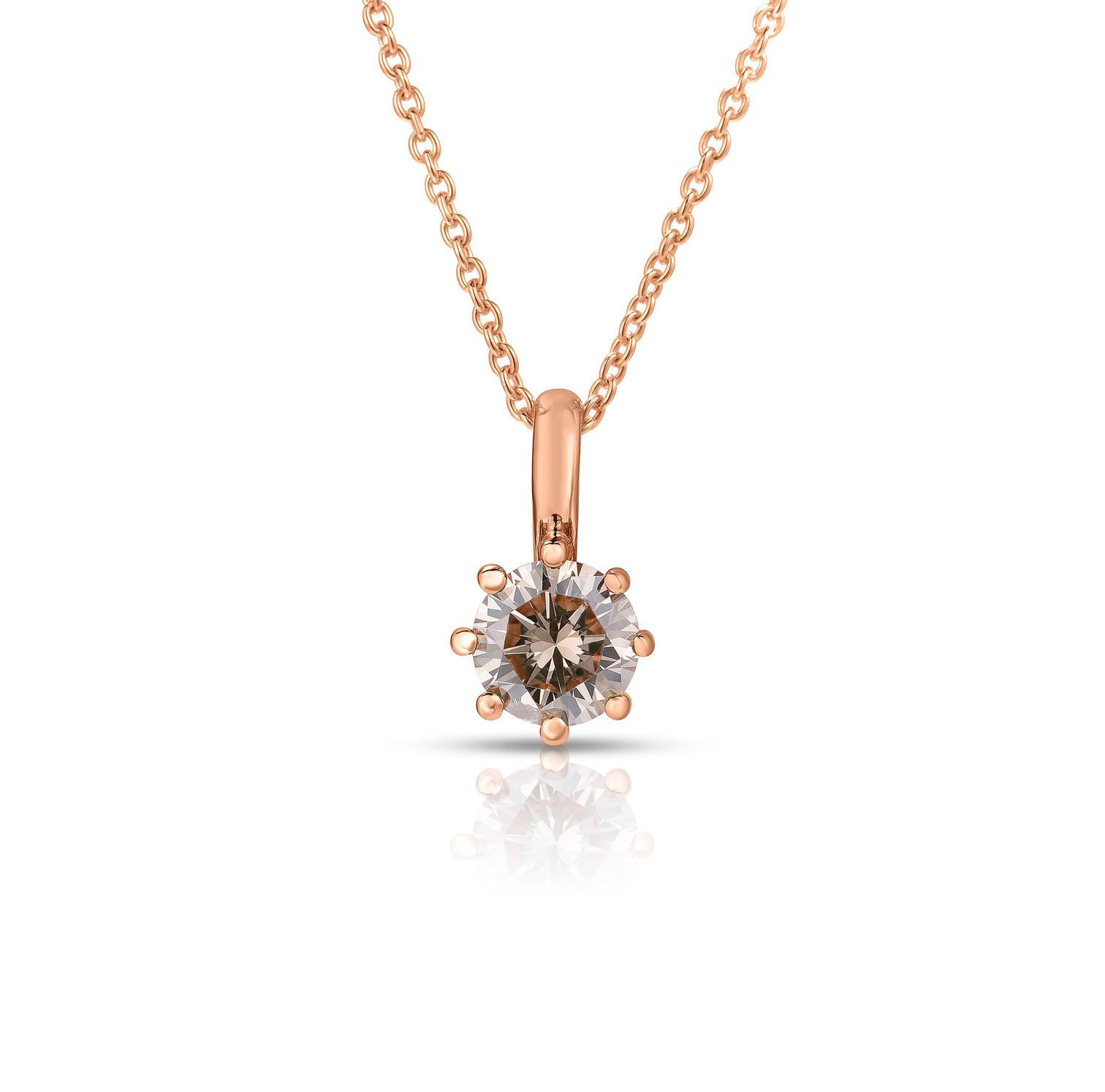 Round Fancy Diamond Pendant Necklace Set in Rose Gold